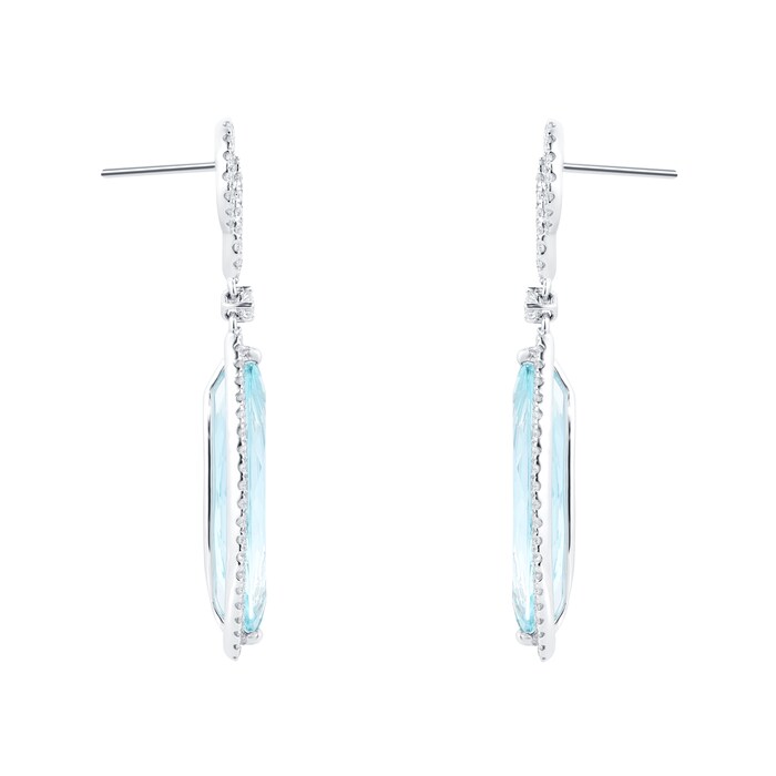 Kiki McDonough 18ct White Gold 6.60ct Diamond & Aquamarine Earrings