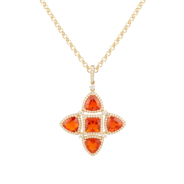 Kiki McDonough 18ct Yellow Gold 0.88ct Diamond & Fire Opal Pendant