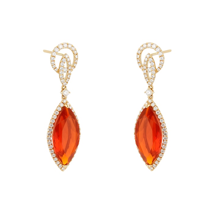 Kiki McDonough 18ct Yellow Gold 1.14ct Diamond & Fire Opal Earrings