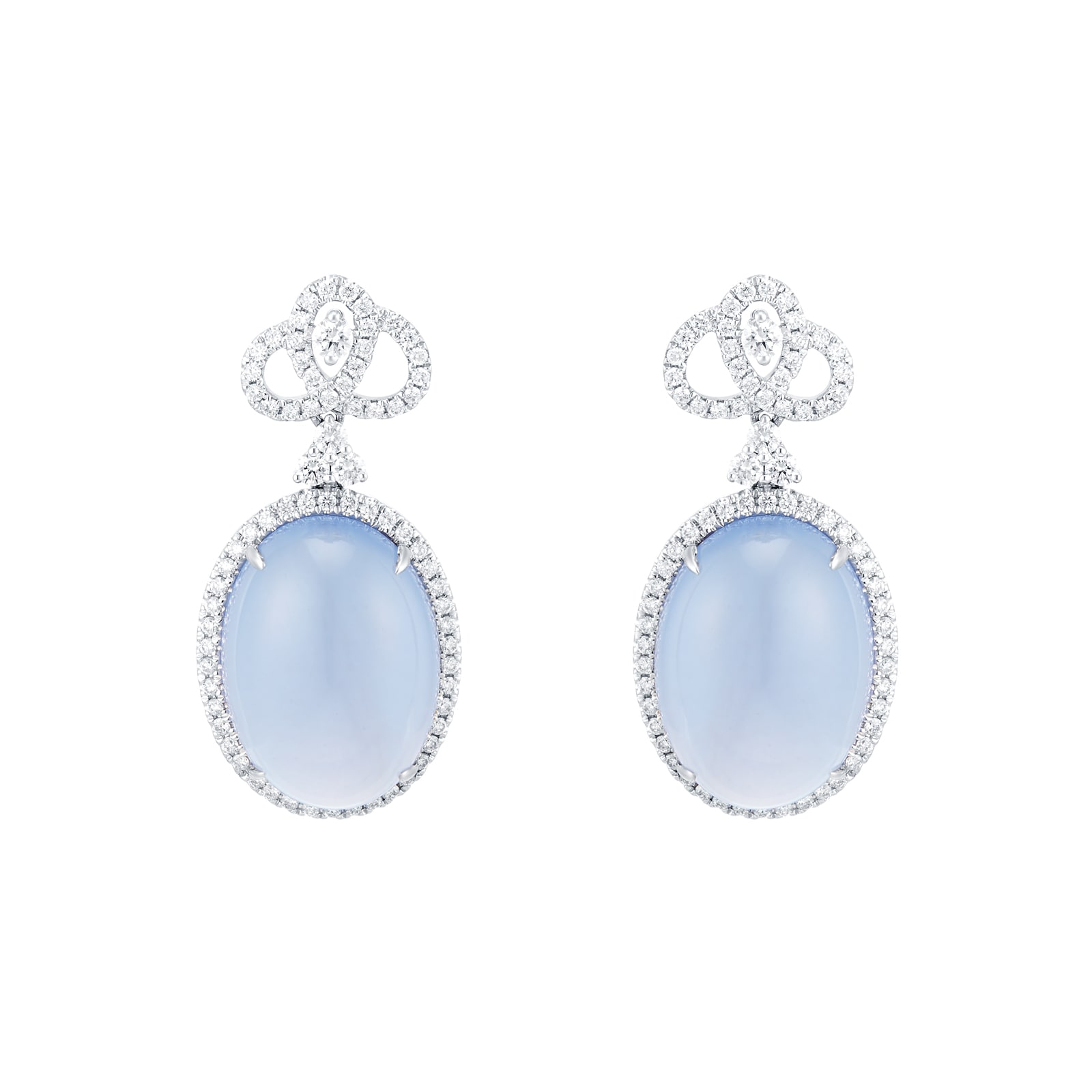 Kiki McDonough 18ct White Gold 1.45ct Diamond & Chalcedony Earrings