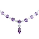 Kiki McDonough 18ct White Gold 2.97ct Diamond & Amethyst Teardrop Necklace
