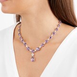 Kiki McDonough 18ct White Gold 2.97ct Diamond & Amethyst Teardrop Necklace