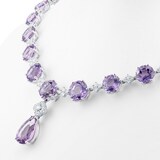 Kiki McDonough 18ct White Gold 2.97ct Diamond & Amethyst Teardrop Necklace
