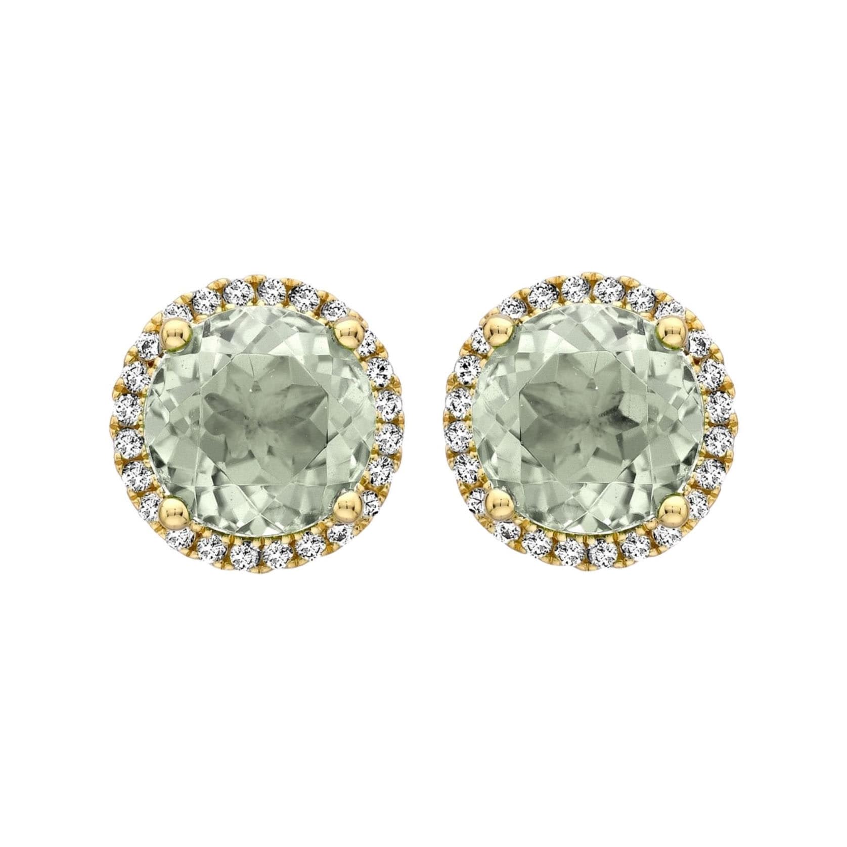 Kiki McDonough 18ct Yellow Gold Grace Green Amethyst & 0.19cttw Diamond Stud Earrings