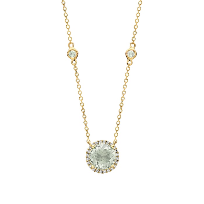 Kiki McDonough Grace 18ct Yellow Gold Green Amethyst & 0.10cttw Diamond Necklace
