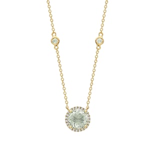 Kiki McDonough Grace 18ct Yellow Gold Green Amethyst & 0.10cttw Diamond Necklace