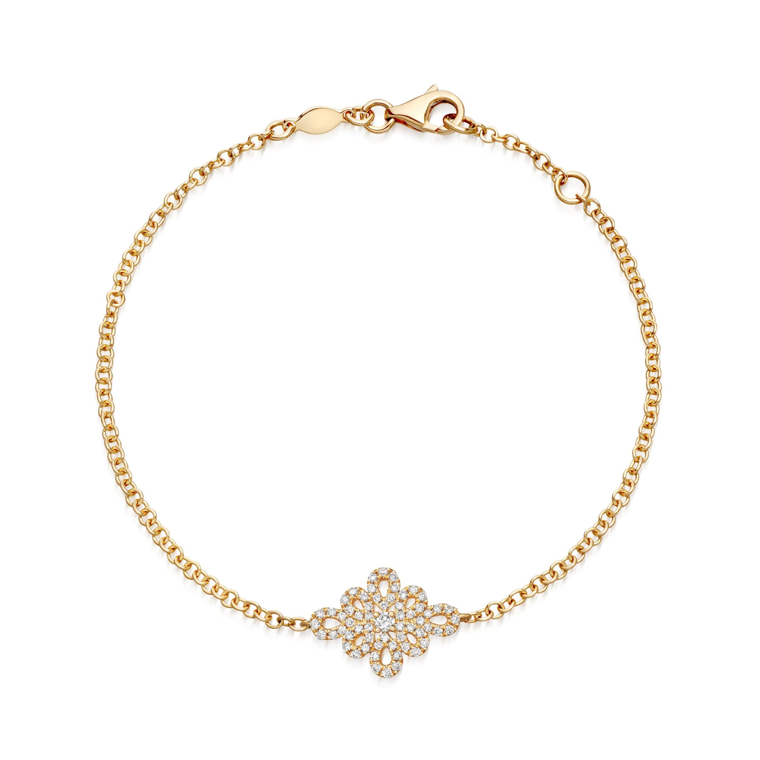 Kiki McDonough Lace 18ct Yellow Gold and 0.25ct Diamond Filigree Detail Bracelet
