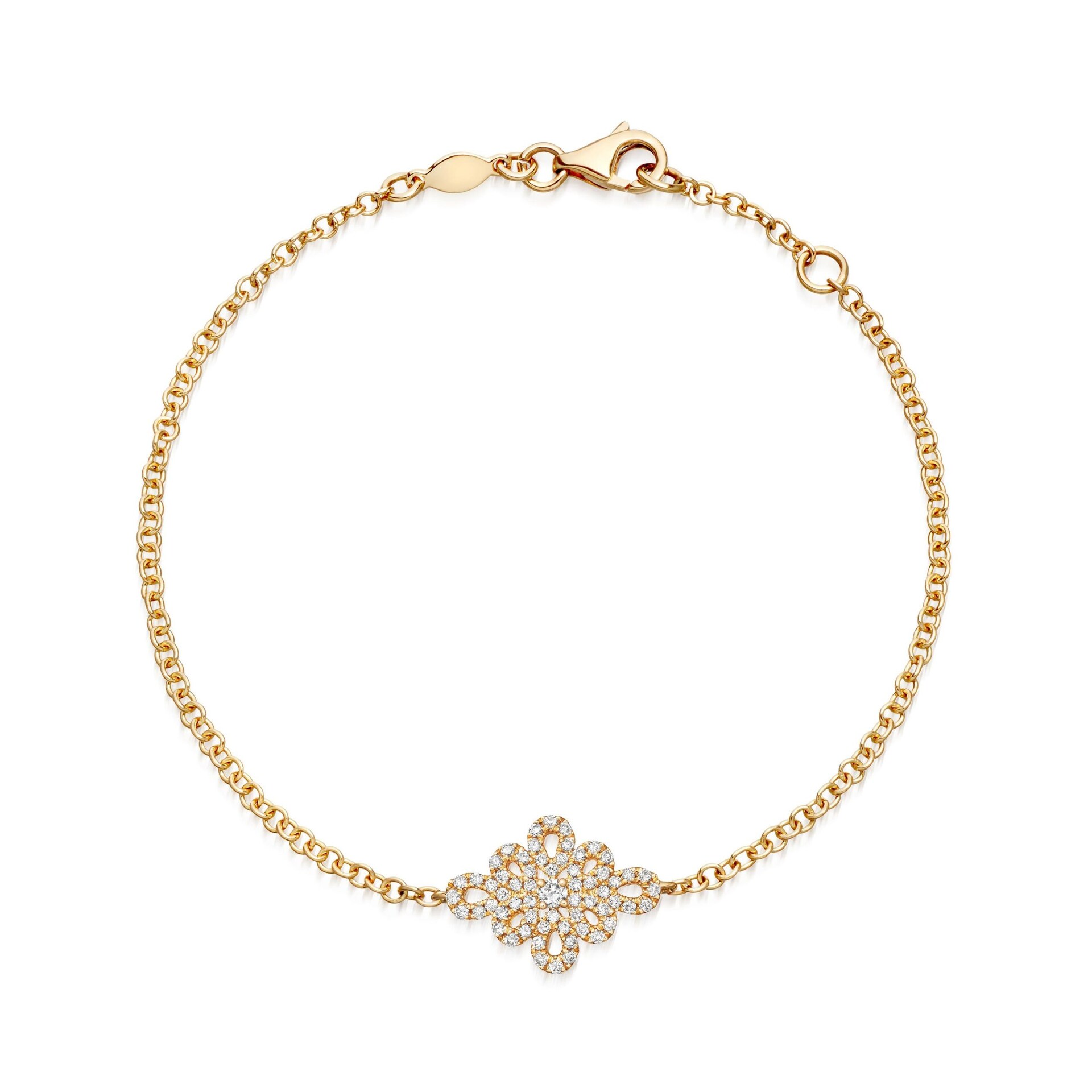 Lace 18ct Yellow Gold and 0.25ct Diamond Filigree Detail Bracelet
