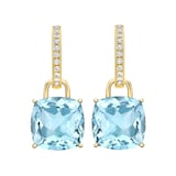 Kiki McDonough Kiki Classics 18ct Yellow Gold, Cushion Cut Blue Topaz & 0.13cttw Diamond Detachable Hoop Earrings