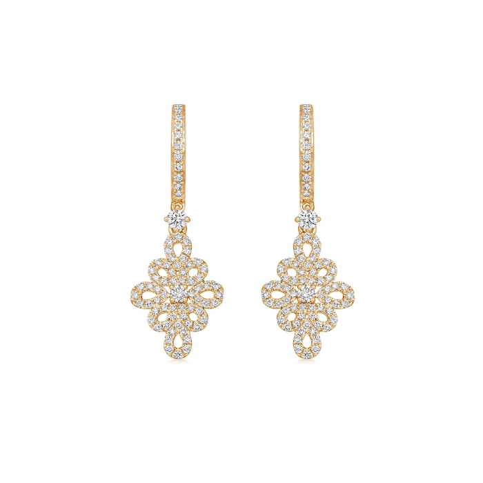 Kiki McDonough Lace 18ct Yellow Gold And 0.42ct Filigree Diamond Detail Hoop Earrings