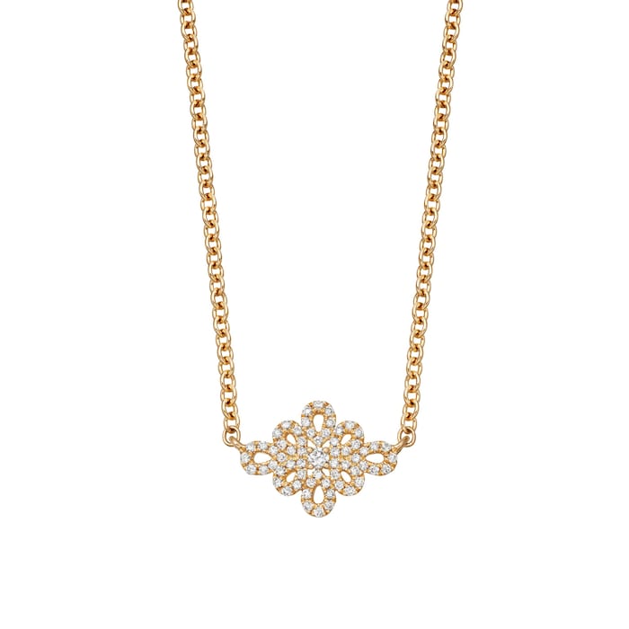 Kiki McDonough Lace 18ct Yellow Gold And 0.25ct Diamond Filigree Detail Necklace