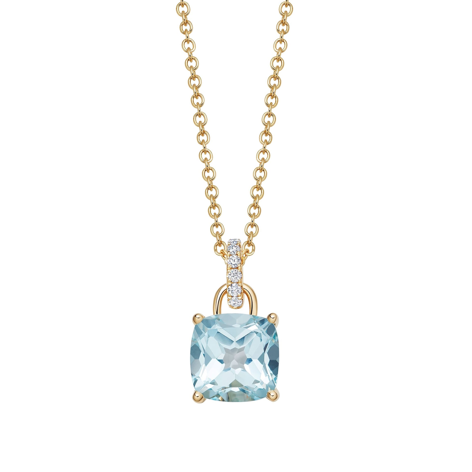 Kiki McDonough Kiki Cushion 18ct Yellow Gold, Blue Topaz Pendant With 0.10cttw Diamond Loop