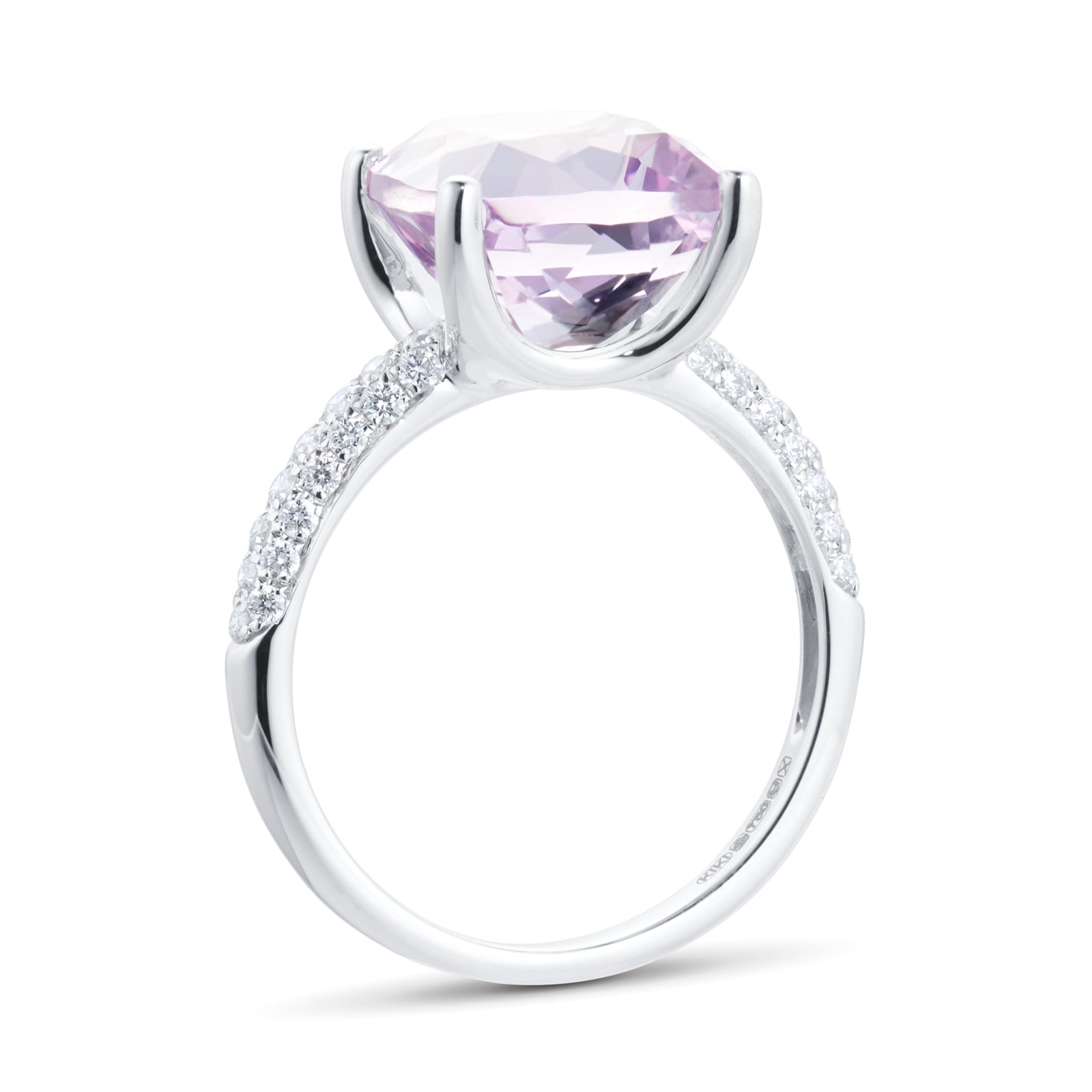 Kiki McDonough Kiki Cushion 18ct White Gold Tapered 0.35cttw Diamond Shoulders & Lavender Amethyst Ring