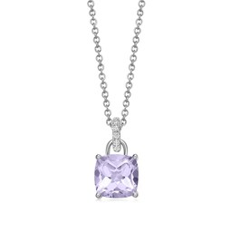 37940099 - Kiki Cushion 18ct White Gold Lavender Amethyst Pendant With 0.10cttw Diamond