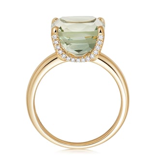Kiki McDonough Kiki Cushion 18ct Yellow Gold, 0.11ct Diamond Claw & Green Amethyst Ring