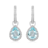 Kiki McDonough 18ct White Gold 0.28ct Diamond & Blue Topaz Drop Earrings