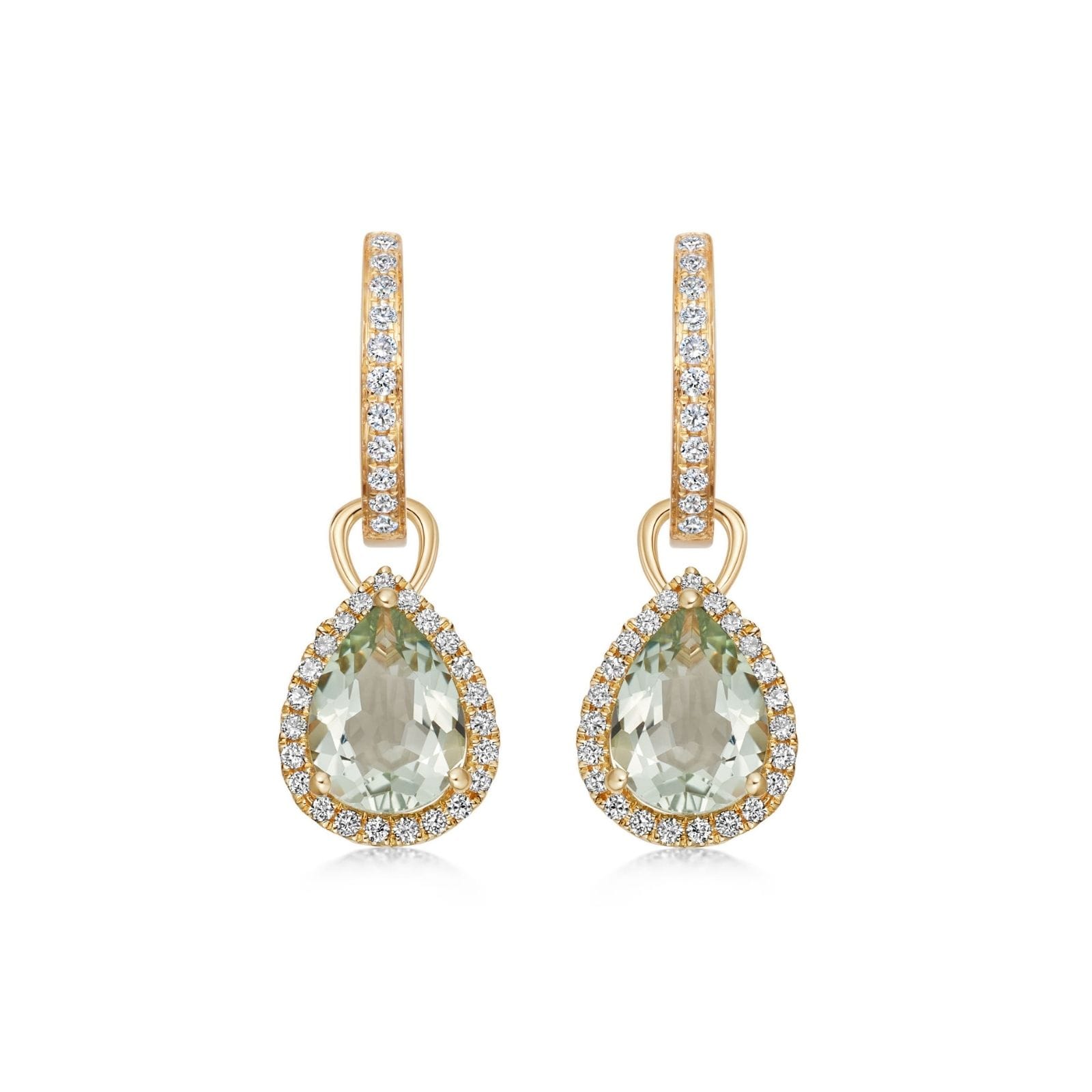Kiki McDonough 18ct Yellow Gold 0.28ct Diamond & Green Amethyst Drop Earrings Kiki McDonough 18ct Yellow Gold 0.28ct Diamond & Green Amethyst Drop Earrings