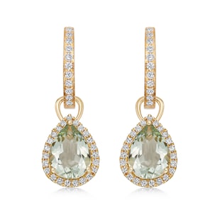 Kiki McDonough 18ct Yellow Gold 0.28ct Diamond & Green Amethyst Drop Earrings