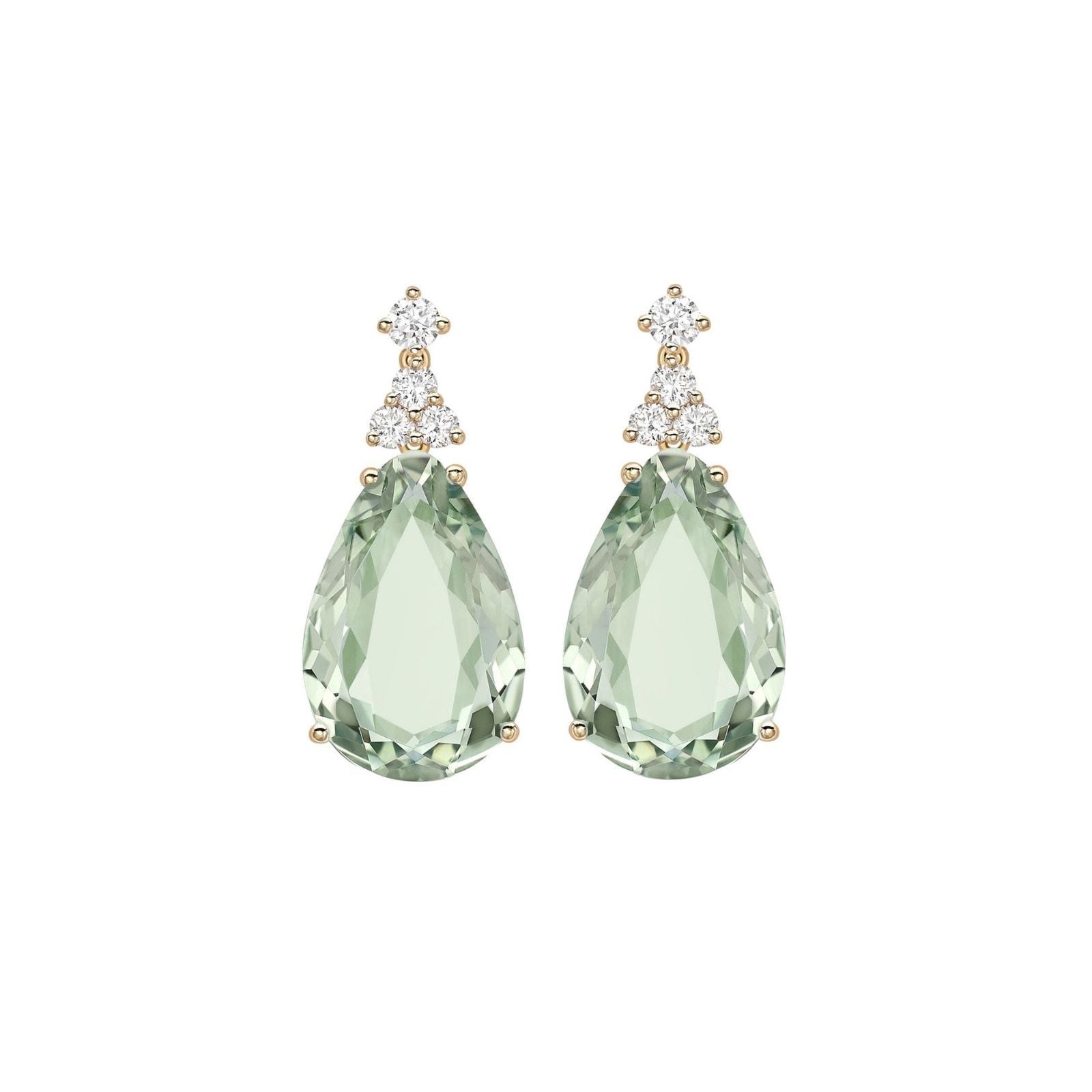 Kiki McDonough 18ct Yellow Gold 0.31ct Diamond & Green Amethyst Earrings Kiki McDonough 18ct Yellow Gold 0.31ct Diamond & Green Amethyst Earrings
