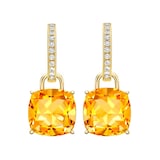 Kiki McDonough 18ct Yellow Gold 0.13ct Diamond & Citrine Cushion Drop Earrings