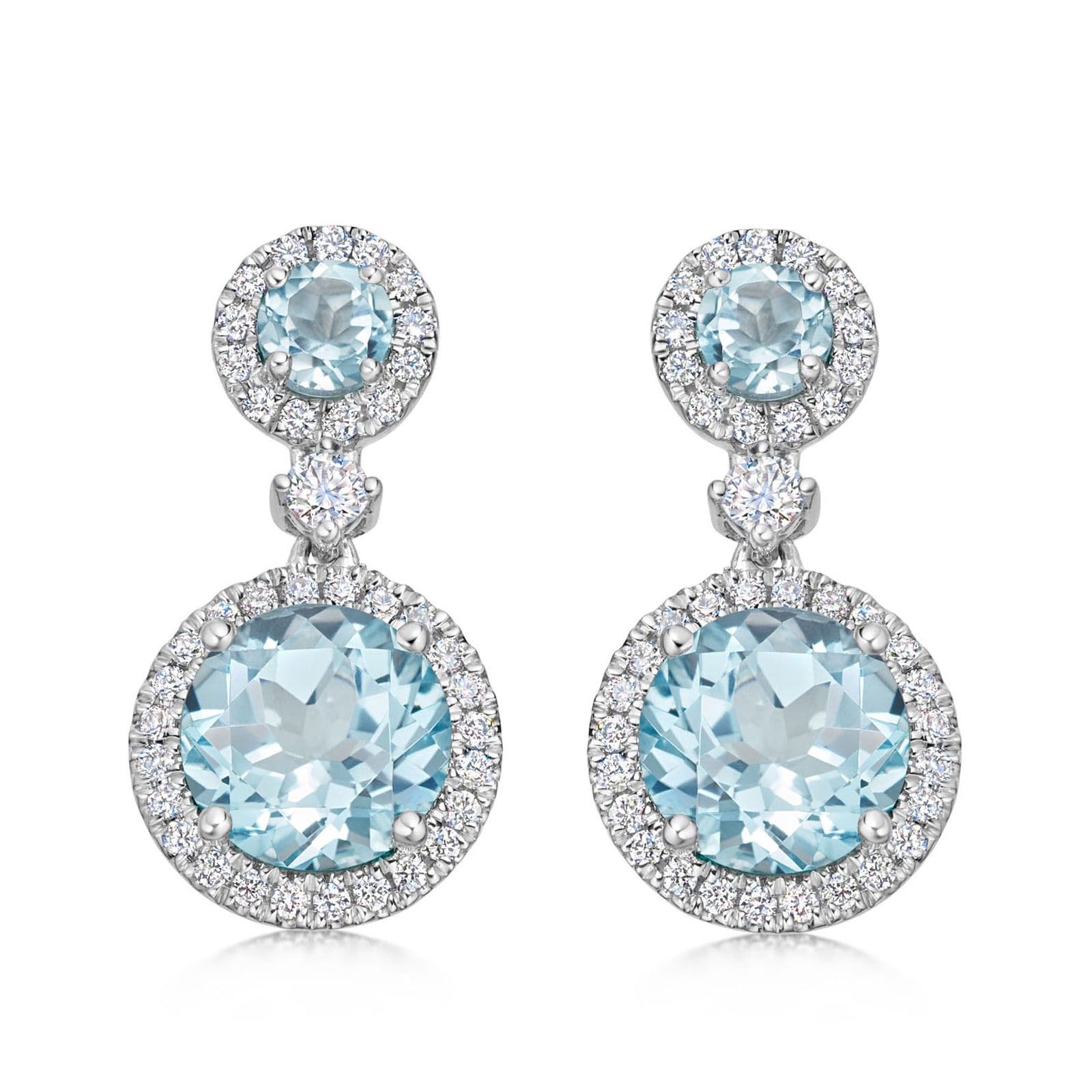 18ct White Gold 0.36ct Diamond & Blue Topaz Earrings