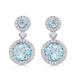 Kiki McDonough 18ct White Gold 0.36ct Diamond & Blue Topaz Earrings