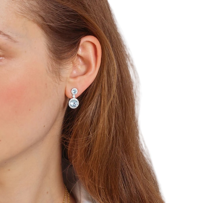 Kiki McDonough 18ct White Gold 0.36ct Diamond & Blue Topaz Earrings