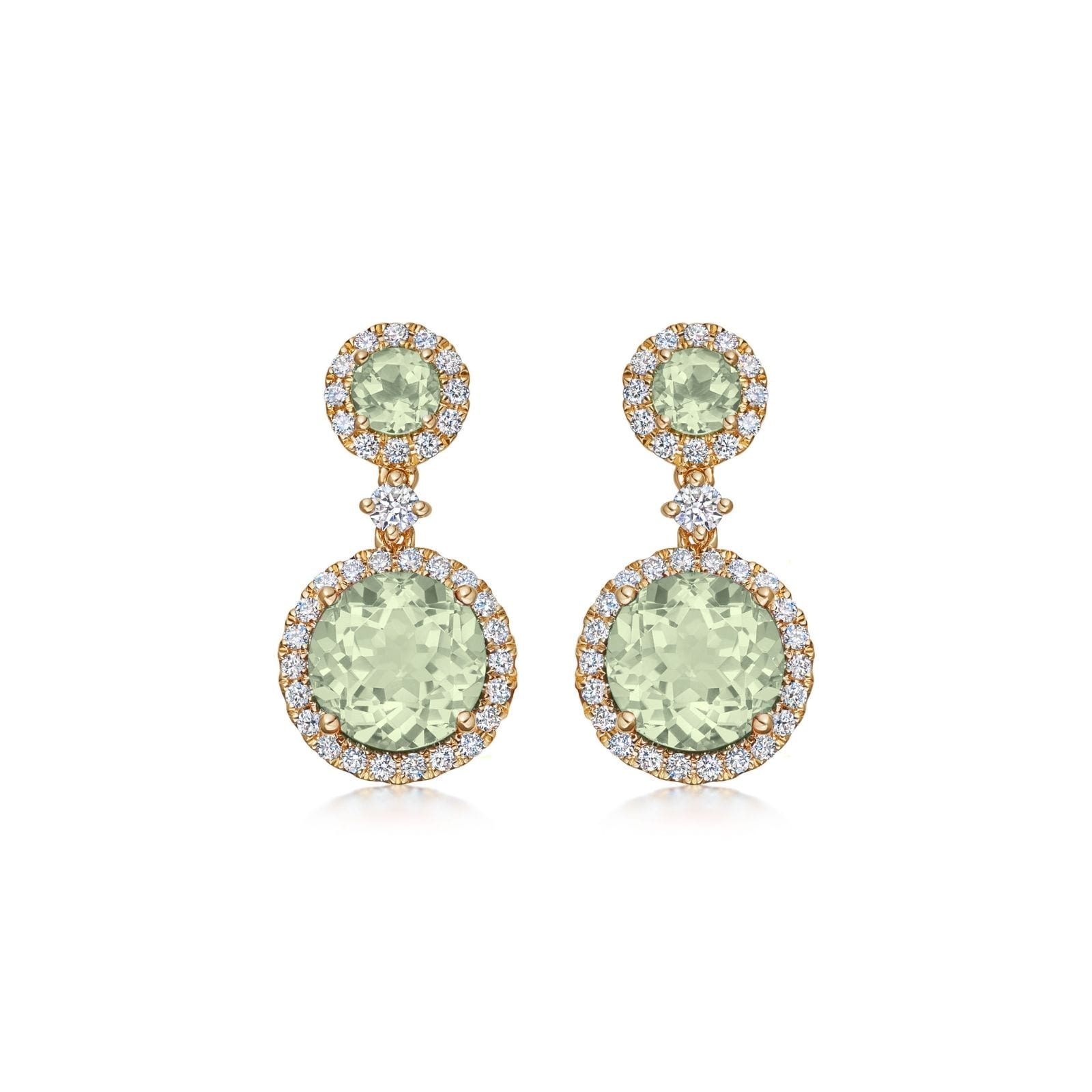 Kiki McDonough 18ct Yellow Gold 0.36ct Diamond & Green Amethyst Earrings Kiki McDonough 18ct Yellow Gold 0.36ct Diamond & Green Amethyst Earrings