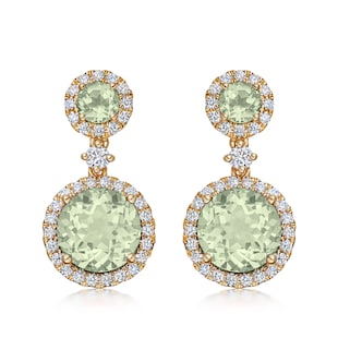 Kiki McDonough 18ct Yellow Gold 0.36ct Diamond & Green Amethyst Earrings