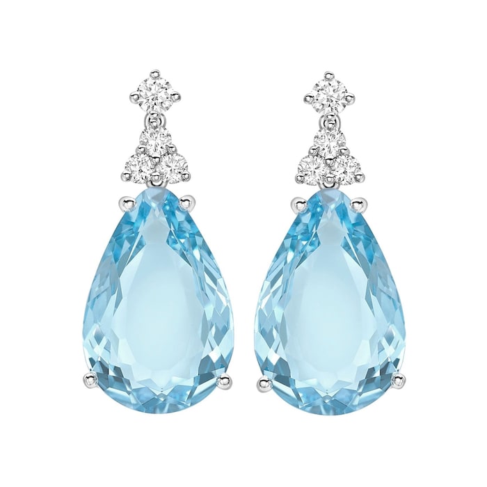 Kiki McDonough 18ct White Gold 0.31ct Diamond & Blue Topaz Earrings