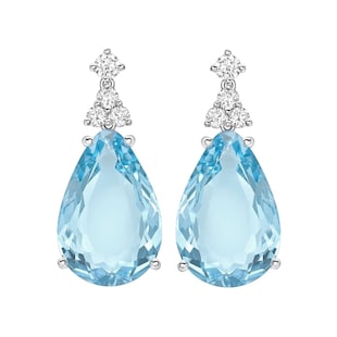 Kiki McDonough 18ct White Gold 0.31ct Diamond & Blue Topaz Earrings