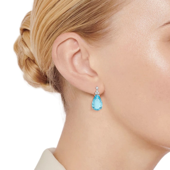 Kiki McDonough 18ct White Gold 0.31ct Diamond & Blue Topaz Earrings