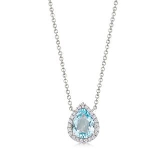 Kiki McDonough 18ct White Gold 0.09ct Diamond & Blue Topaz Necklace Kiki McDonough 18ct White Gold 0.09ct Diamond & Blue Topaz Necklace