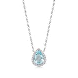 Kiki McDonough 18ct White Gold 0.09ct Diamond & Blue Topaz Necklace