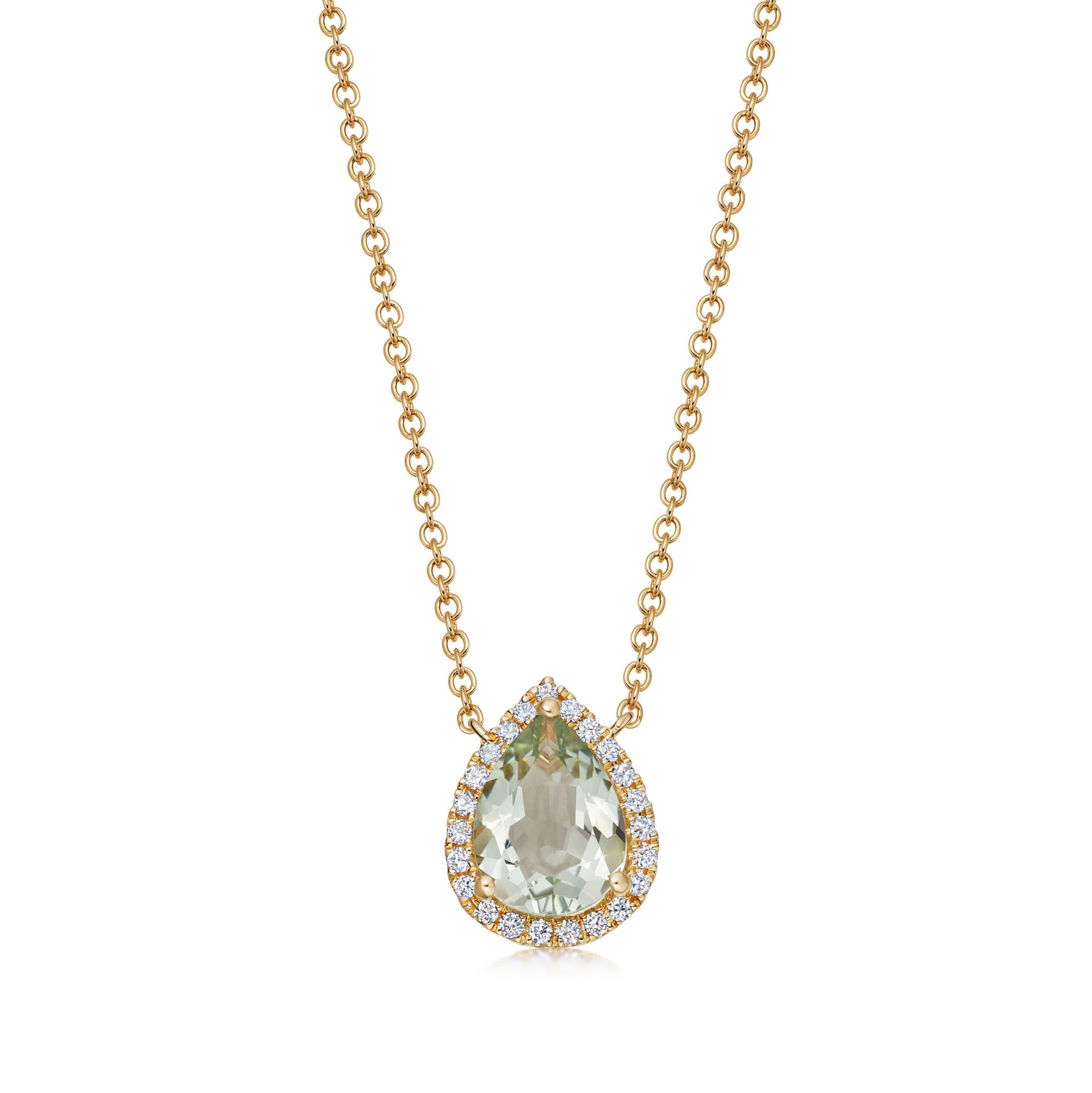 Kiki McDonough 18ct Yellow Gold 0.09ct Diamond & Green Amethyst Necklace