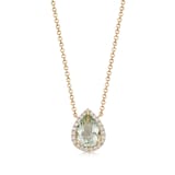 Kiki McDonough 18ct Yellow Gold 0.09ct Diamond & Green Amethyst Necklace