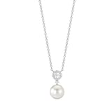 Kiki McDonough 18ct White Gold 0.12ct Diamond & Pearl Necklace