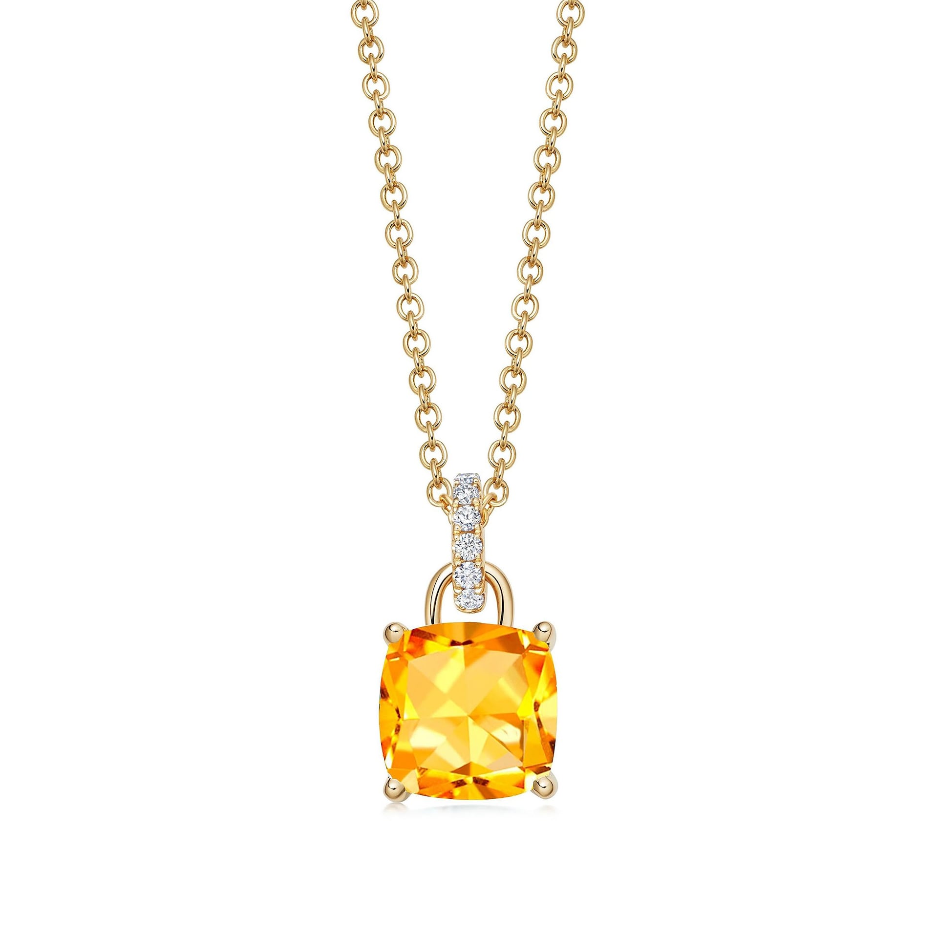 Kiki McDonough 18ct Yellow Gold 0.10ct Diamond & Citrine Cushion Pendant