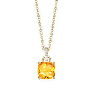 Kiki McDonough 18ct Yellow Gold 0.10ct Diamond & Citrine Cushion Pendant