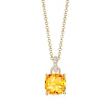 Kiki McDonough 18ct Yellow Gold 0.10ct Diamond & Citrine Cushion Pendant