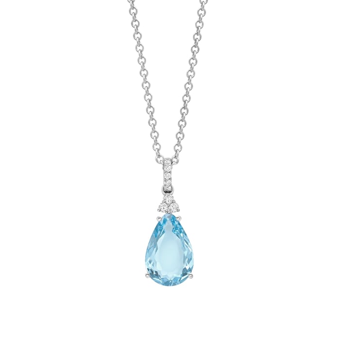 Kiki McDonough 18ct White Gold 0.16ct Diamond & Blue Topaz Pendant