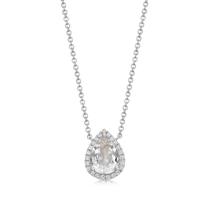 Kiki McDonough 18ct White Gold 0.09ct Diamond & White Topaz Necklace