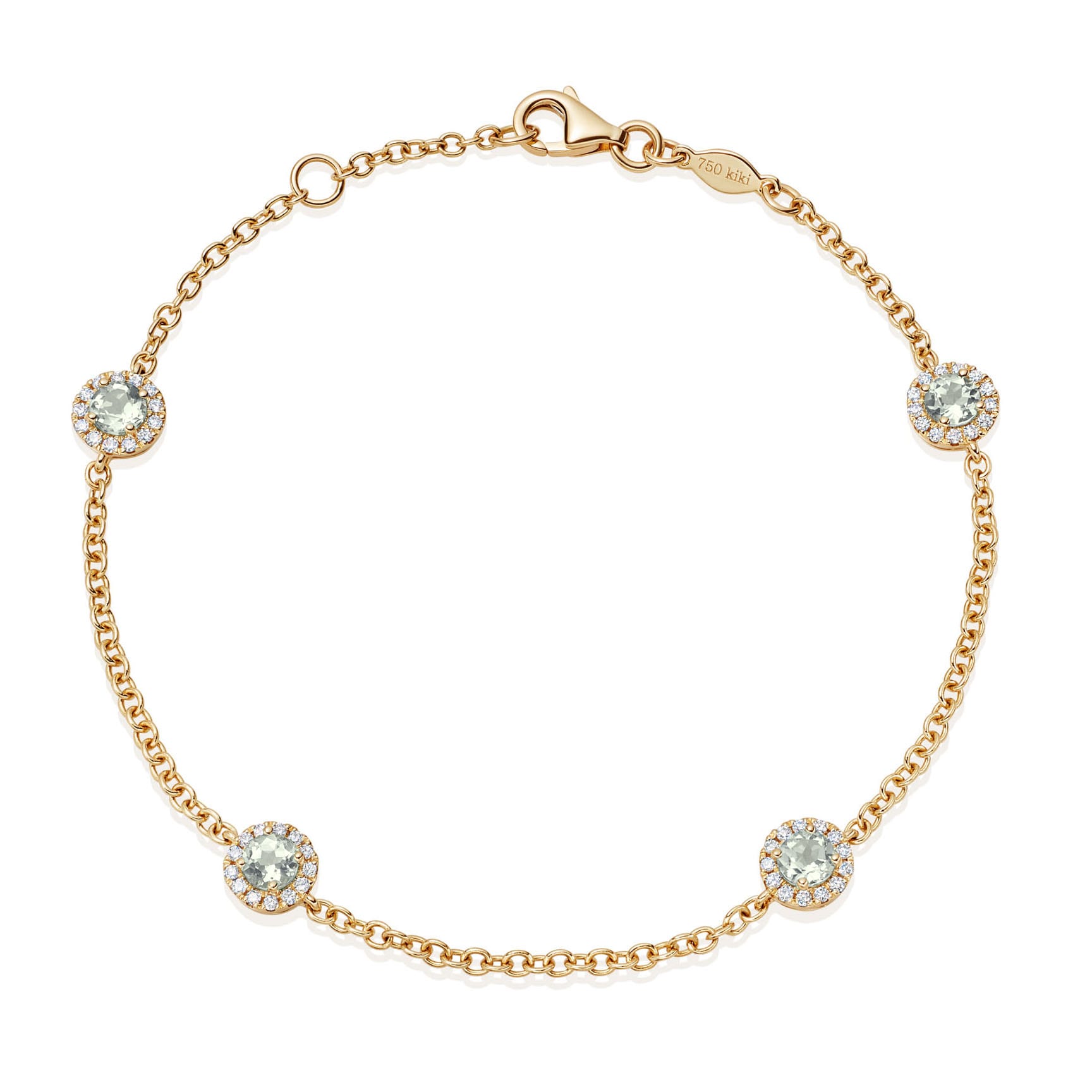 18ct Yellow Gold 0.21ct Diamond & Green Amethyst Bracelet image