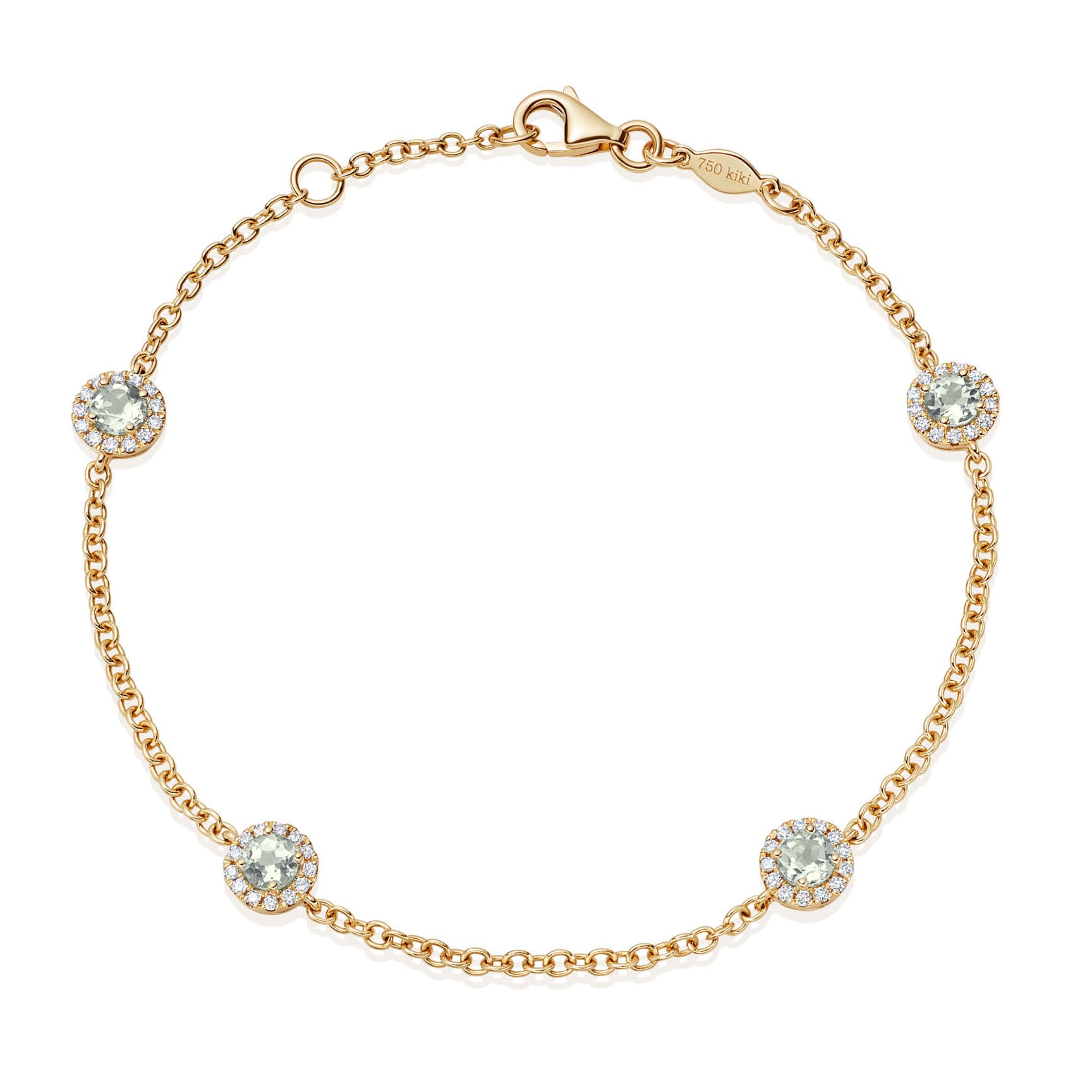 Kiki McDonough 18ct Yellow Gold 0.21ct Diamond & Green Amethyst Bracelet Kiki McDonough 18ct Yellow Gold 0.21ct Diamond & Green Amethyst Bracelet
