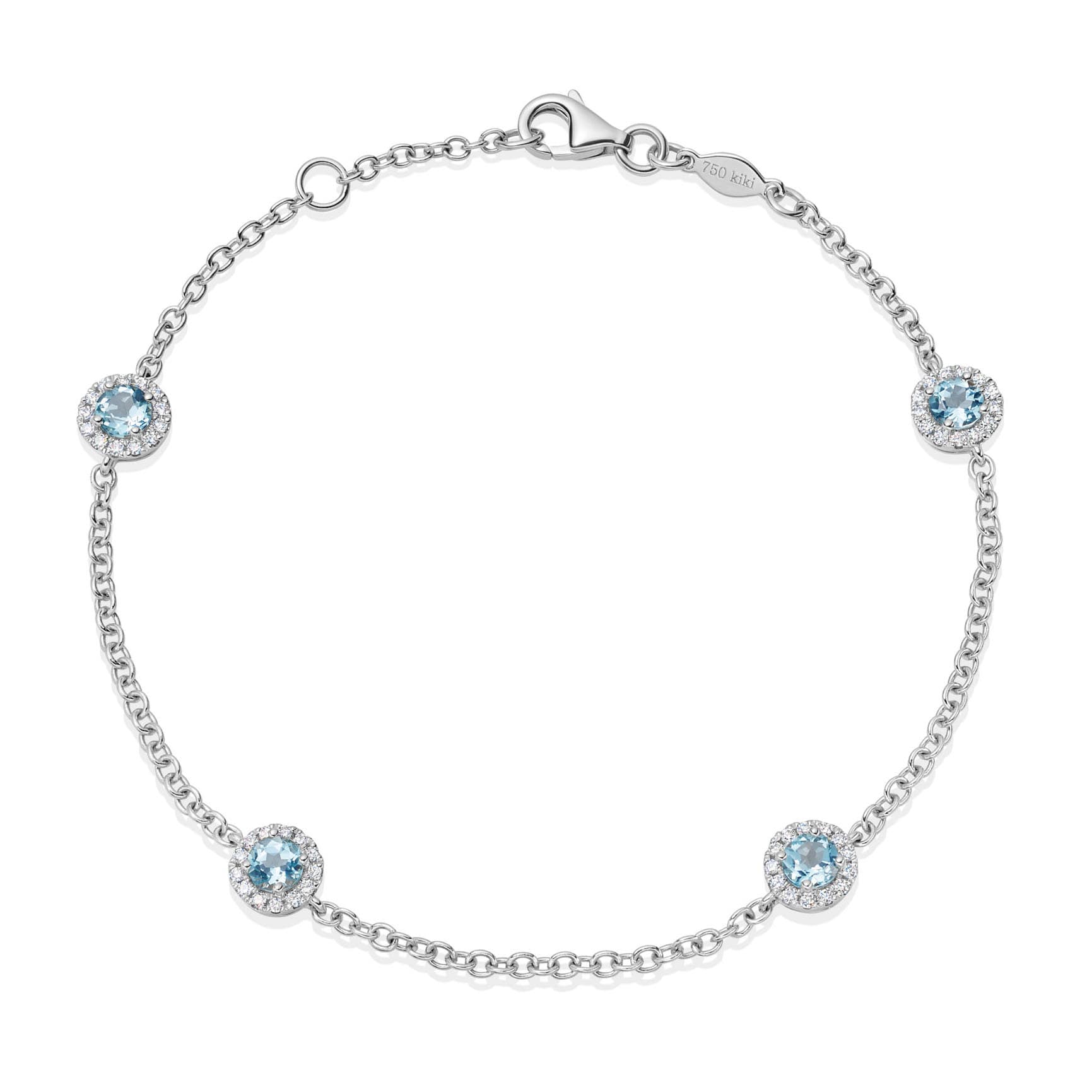 Sterling Silver Diamond Swiss Blue Topaz Oval Bracelet 7 Gemstone:  16456884224051