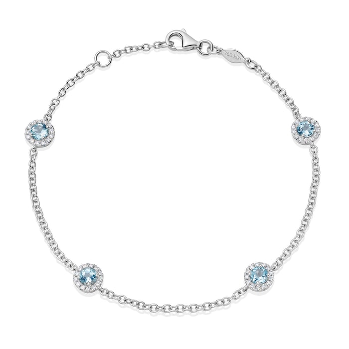 Kiki McDonough 18ct White Gold 0.21ct Diamond & Blue Topaz Bracelet