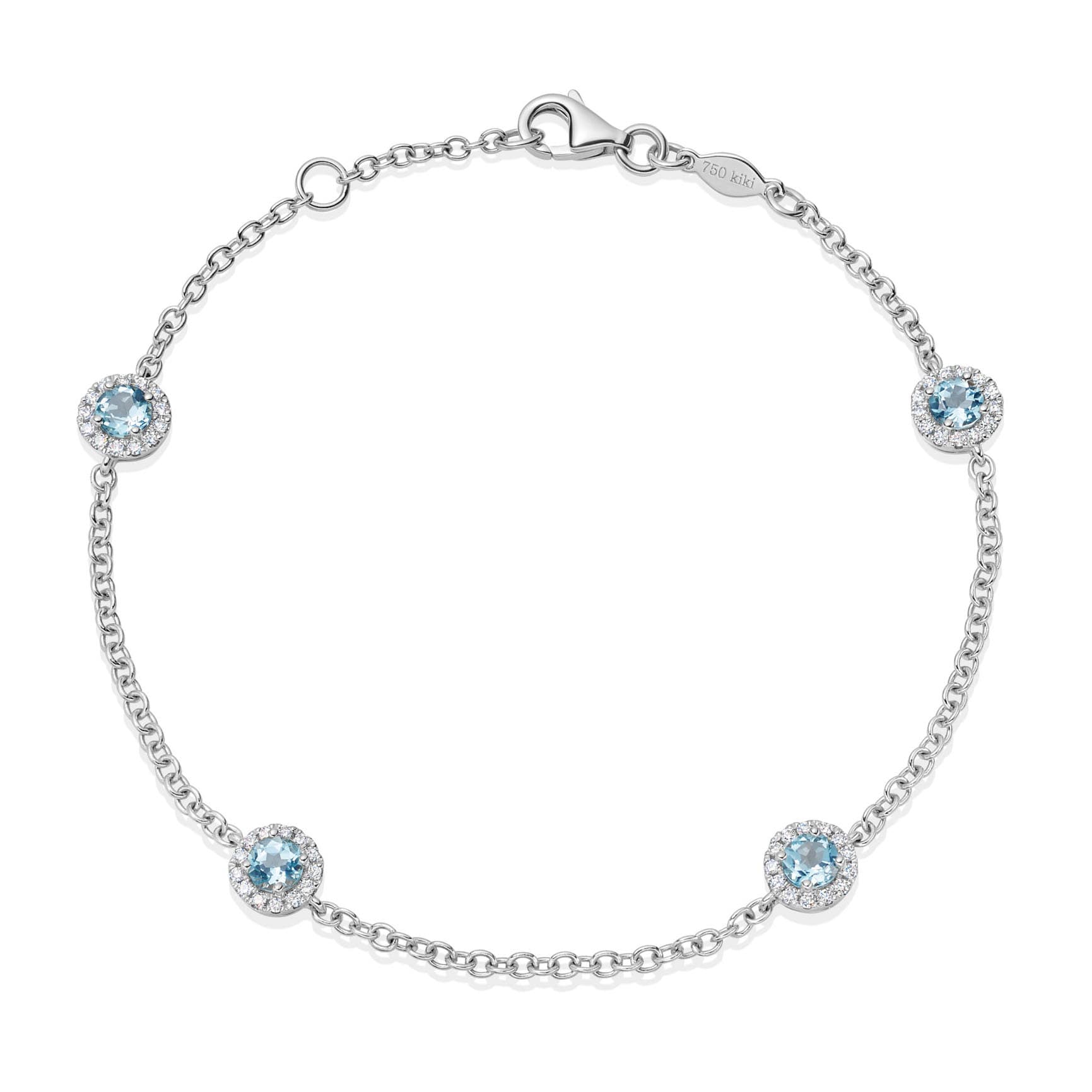 Kiki McDonough 18ct White Gold 0.21ct Diamond & Blue Topaz Bracelet