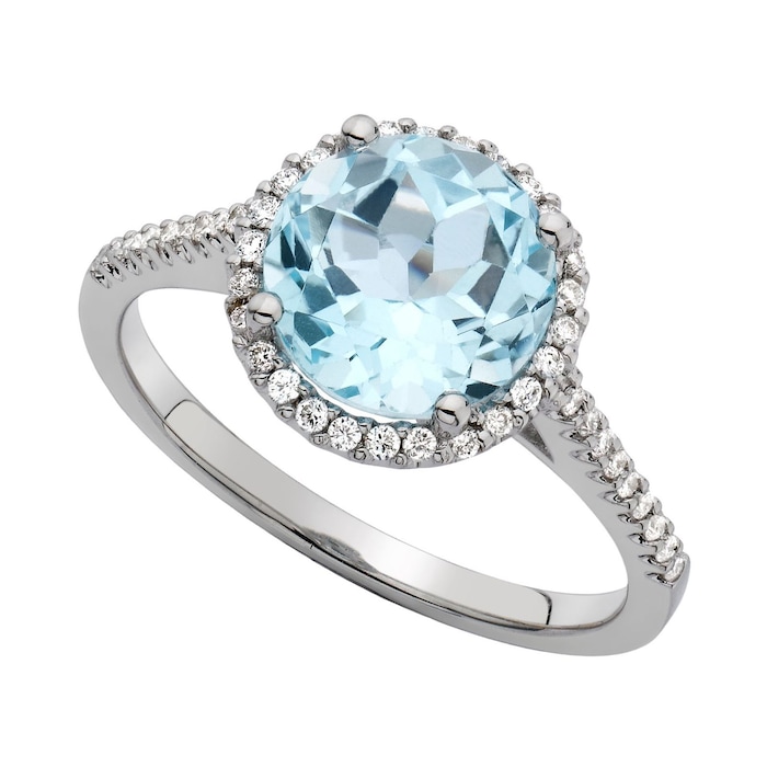 Kiki McDonough 18ct White Gold 0.25ct Diamond & Blue Topaz Ring