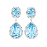 Kiki McDonough 18ct White Gold 1.31ct Diamond & Blue Topaz Oval Drop Earrings