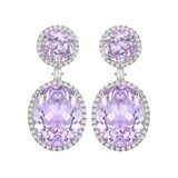Kiki McDonough 18ct White Gold 0.78ct Diamond & Lavender Amethyst Drop Earrings